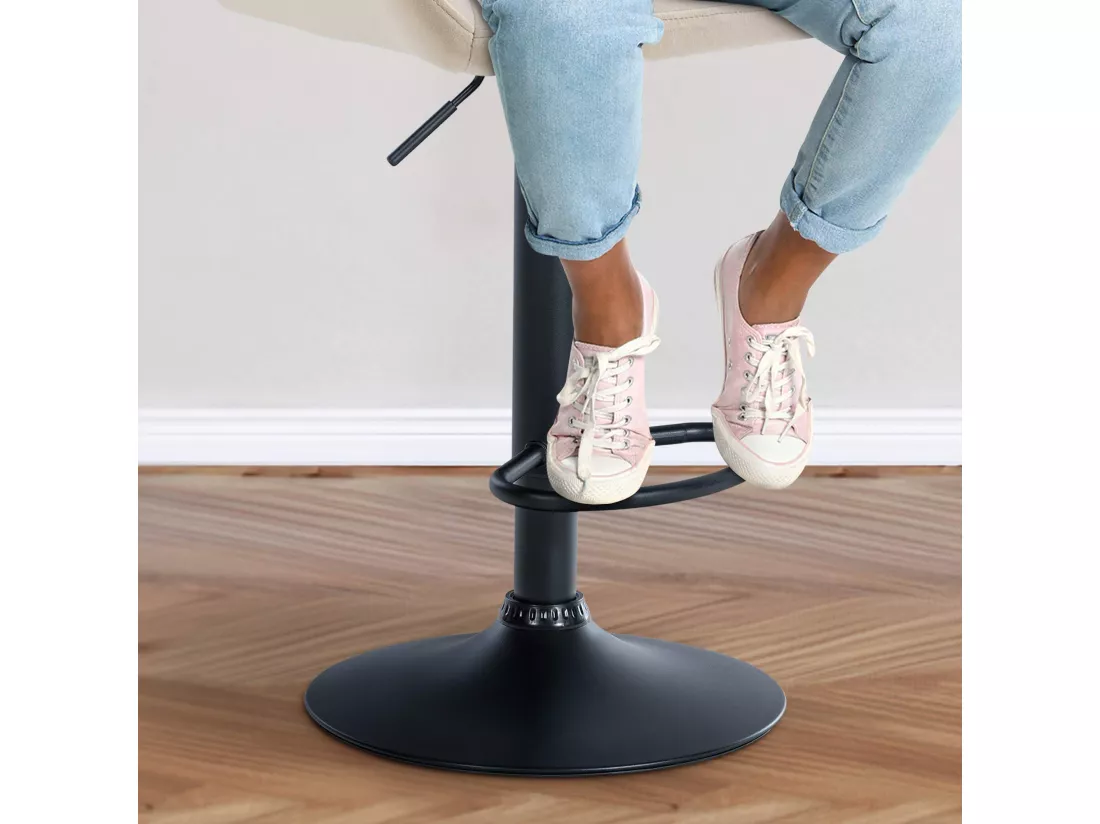 Tabouret de bar - Velours & Noir - Crème - Braga