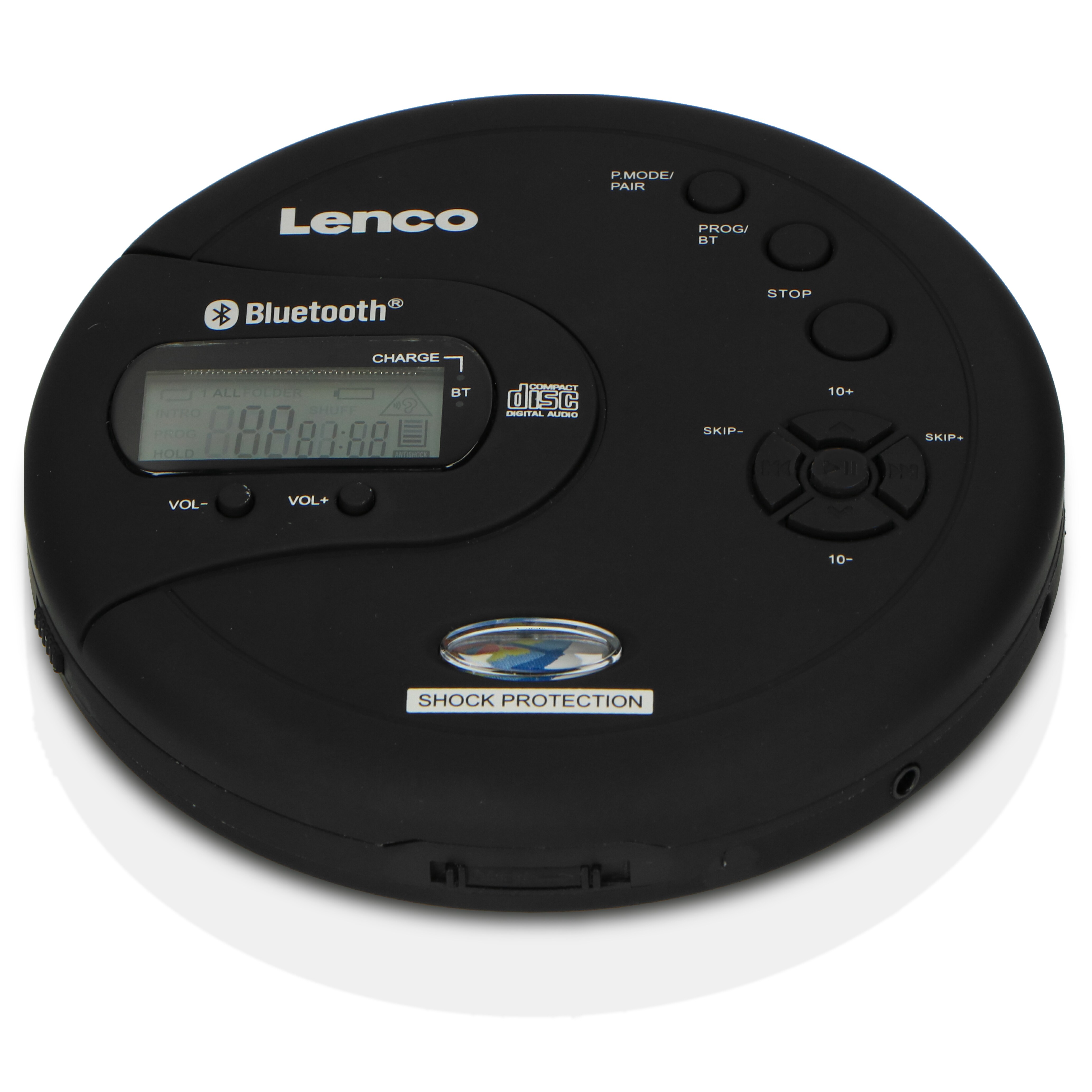 Lenco CD-300BK - Tragbarer Bluetooth CD-MP3-Player mit Stoßschutz