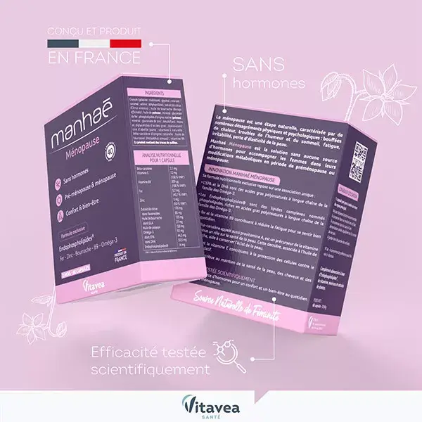 Manhaé Menopausa - Ácido Fólico, Ômega 3 - 60 Cápsulas - Tratamento de 2 meses