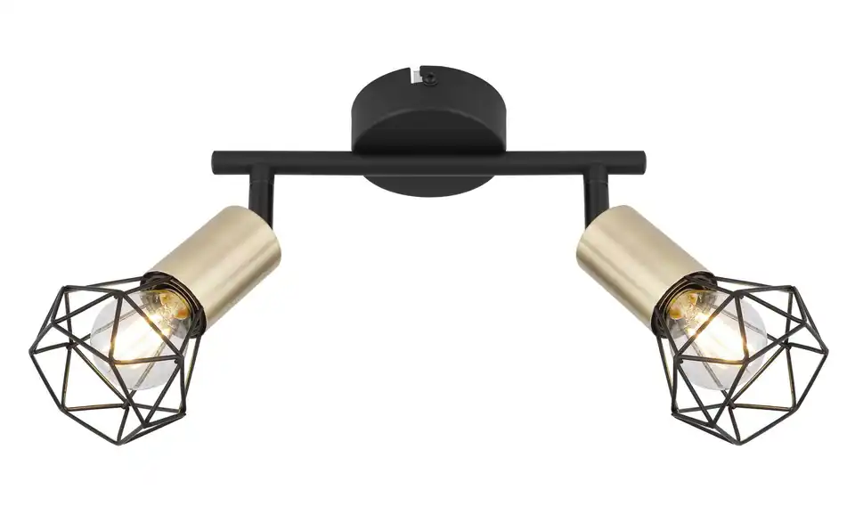 Deckenstrahler 2-flammig 20 cm 22 cm 8 cm Goldfarben, Schwarz