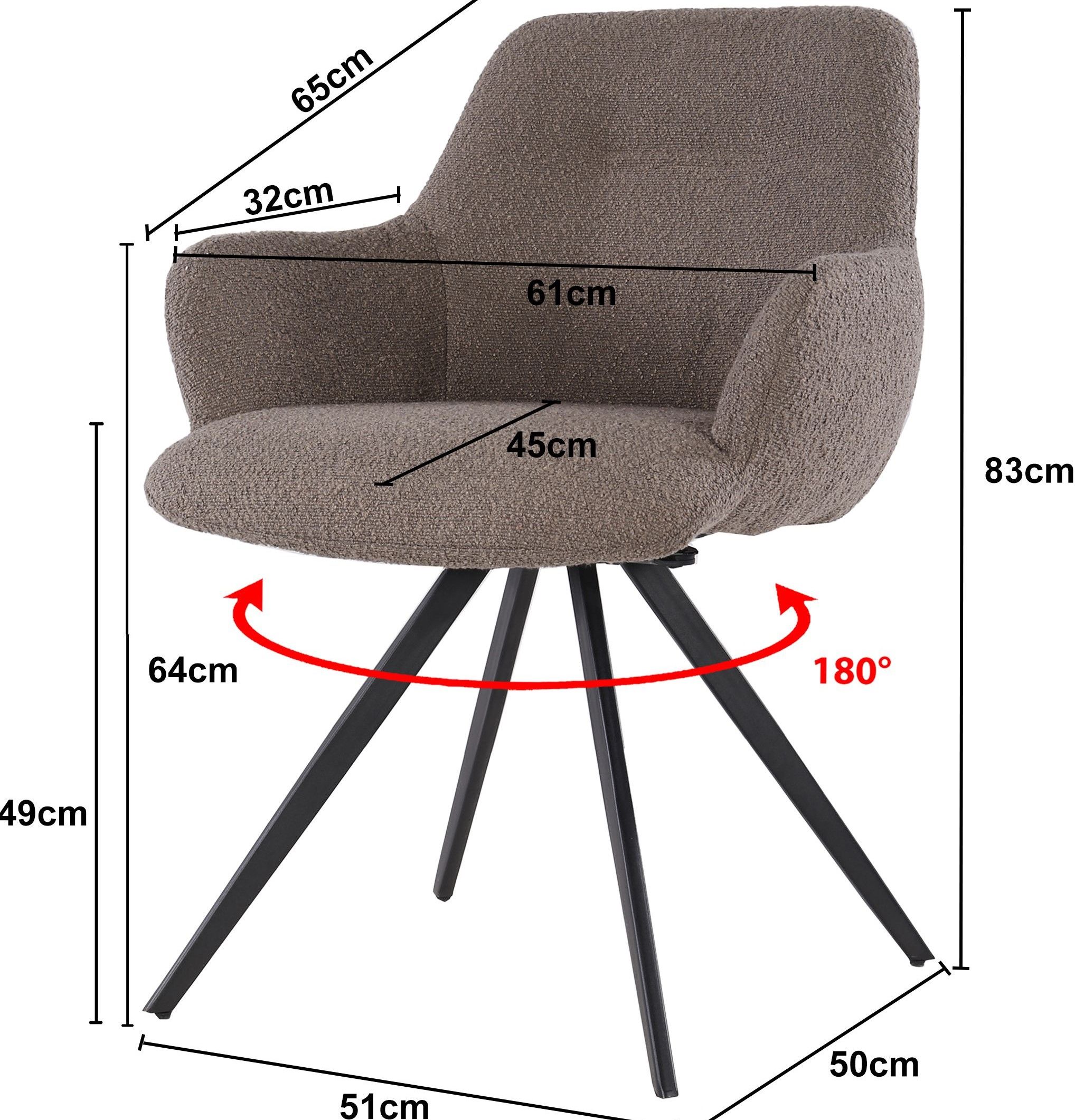 Eetkamerstoel Boucle Brown Doreen B61 x D65 x H83 cm
