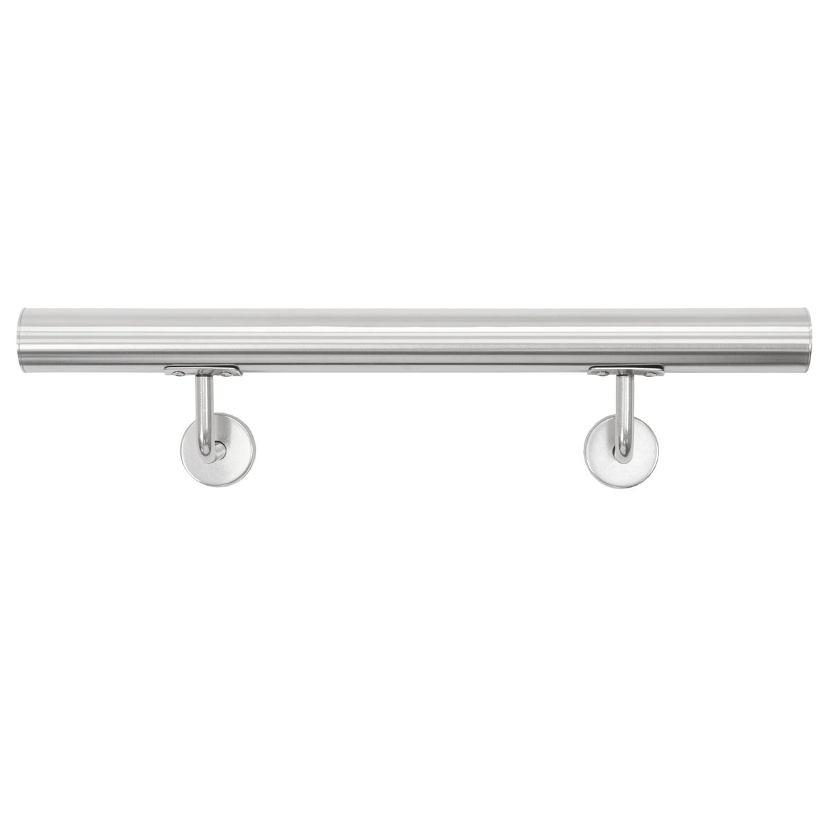ECD Germany RVS V2A Leuning 50 cm, rond Ø42 mm, roestvrij, geborsteld, binnen/buiten, incl. muurbeugel, RVS leuning, wandleuning, trapleuning, leuning, trap, muurbeugel, steunbeugel