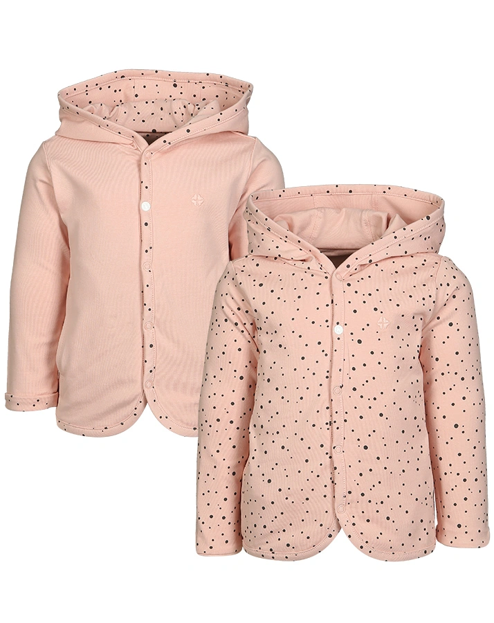 Kapuzen-Sweatjacke BONNY – DOTS zum Wenden in pfirsich rosa