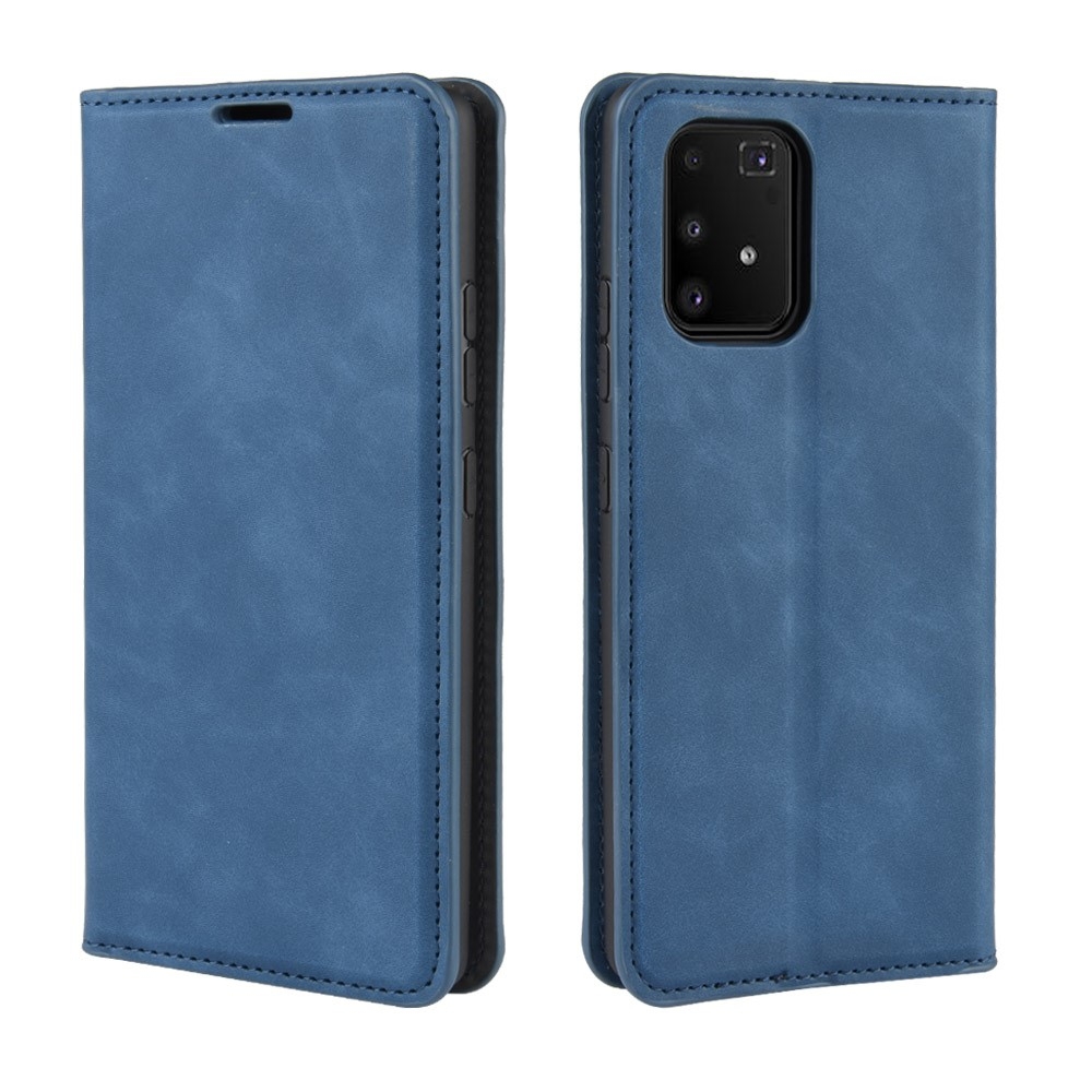 Samsung Galaxy S10 Lite Vintage Leder Tasche Flip Cover Fashion Design - Dunkelblau (Matt)
