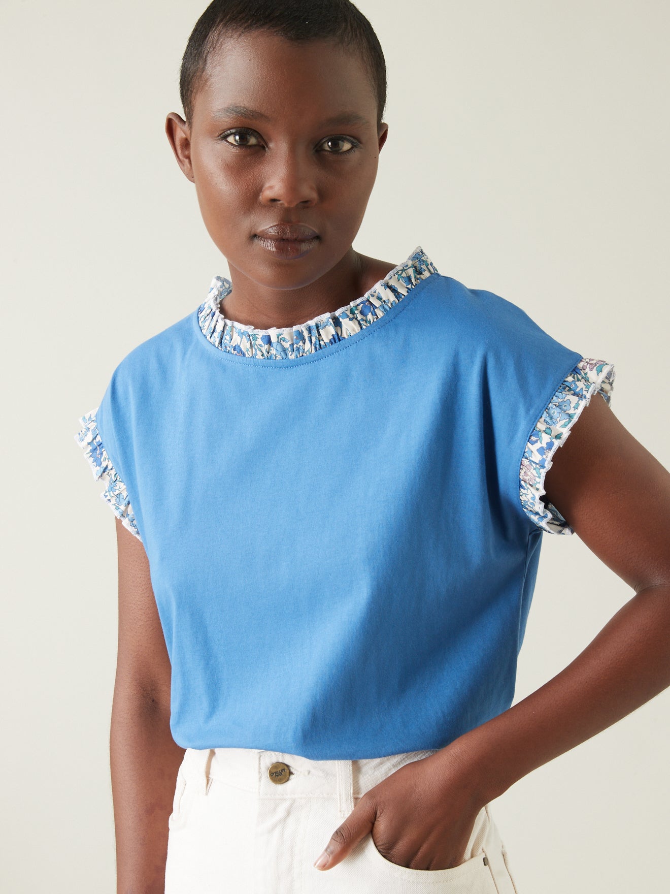 T-shirt froufrou en tissu Liberty - coton bio