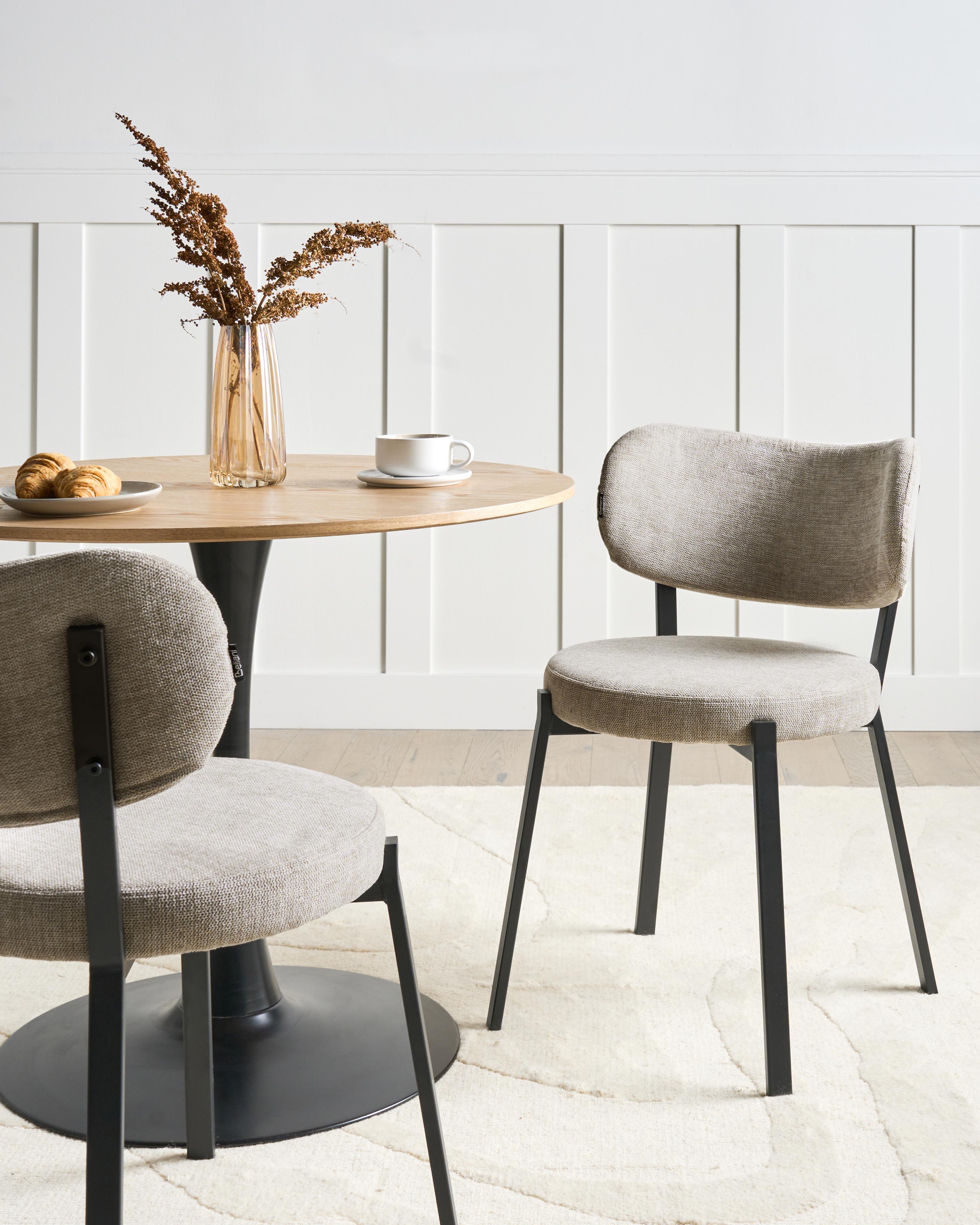 Set van 2 eetkamerstoelen BRONTE Stof Beige