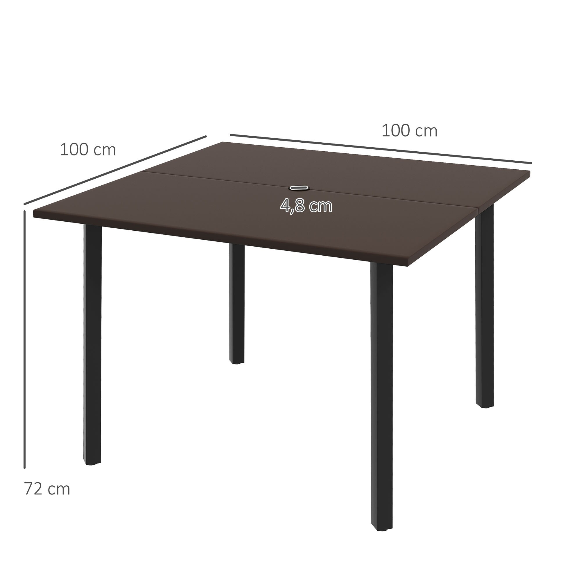 Outsunny Gartentisch mit zentralem Schirmloch braun 100L x 100B x 72H cm