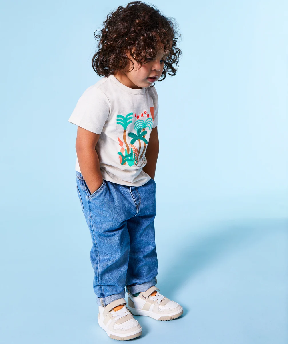 PANTALON RELAX BÉBÉ GARÇON EN DENIM BLEU LOW IMPACT