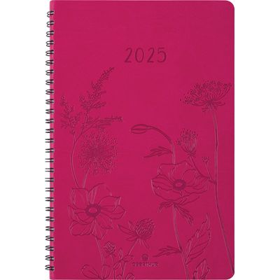 Agenda à spirale Primrose - 1 semaine sur 2 pages - 17 x 24,5 cm - fuchsia - Oberthur