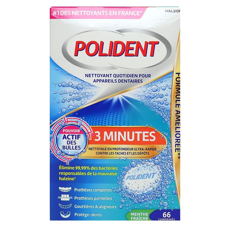 3 minutes nettoyant appareil dentaire 66 comprimés