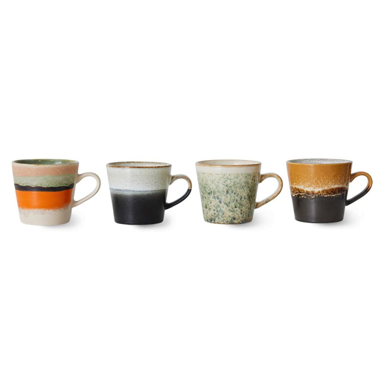 HKliving 70's Ceramic cappuccino mok set van 4 solid