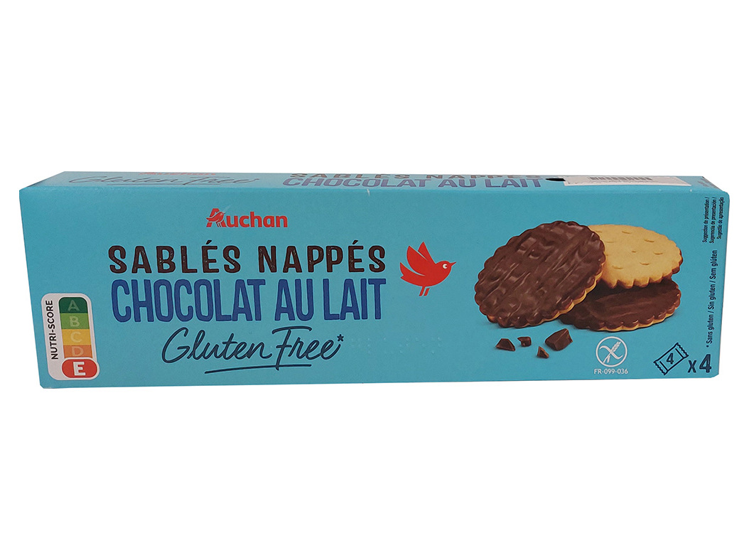 BOLACHAS AREADAS AUCHAN S/ GLÚTEN CHOC LEITE 150G