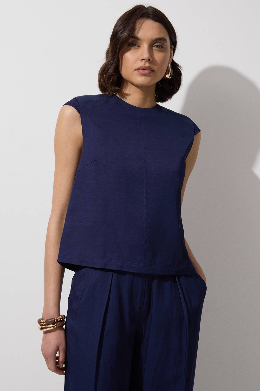 KarenMillen Haut ajusté en viscose et lin avec détails de surpiqûres