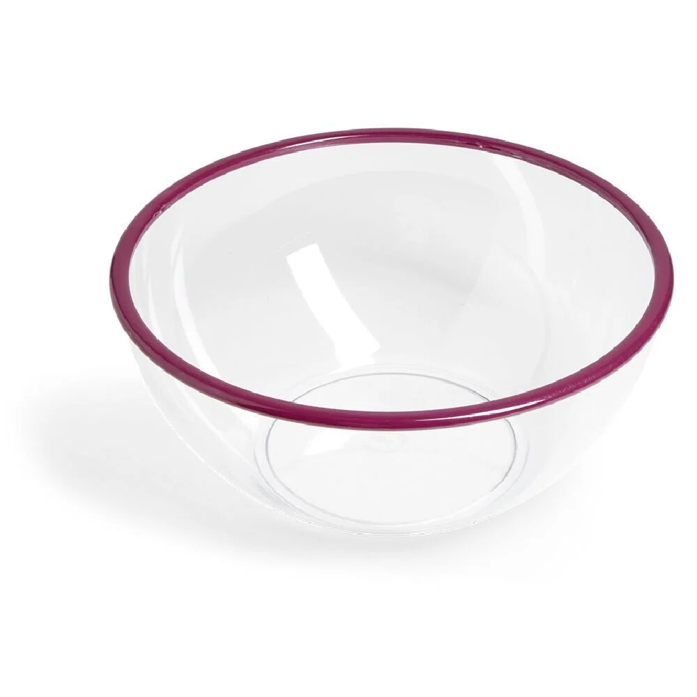 Saladier plastique transparent bordure colorée Ø28xH12cm - 3 coloris