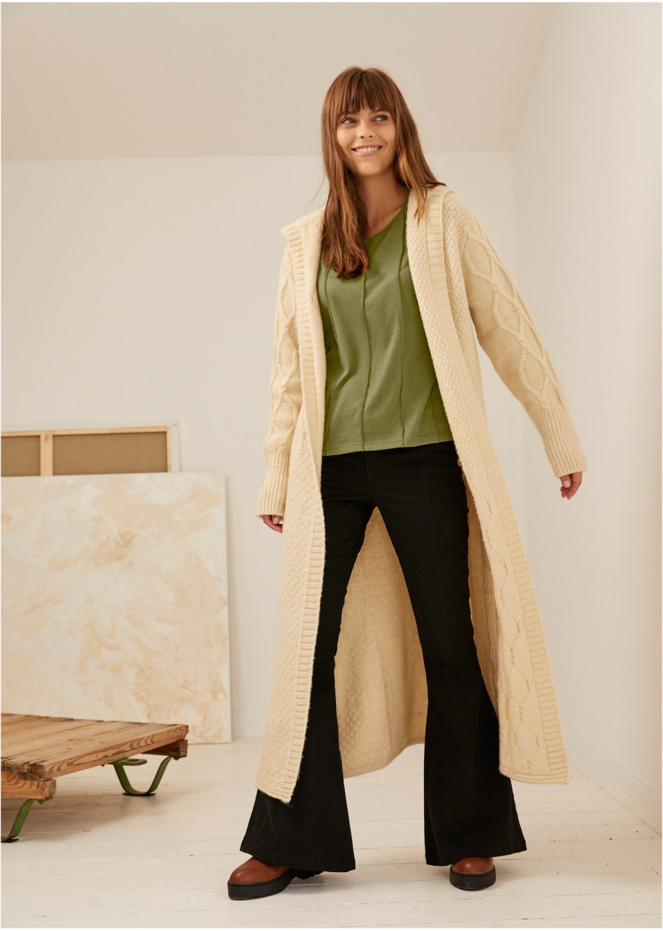 Pantalon évasé en twill