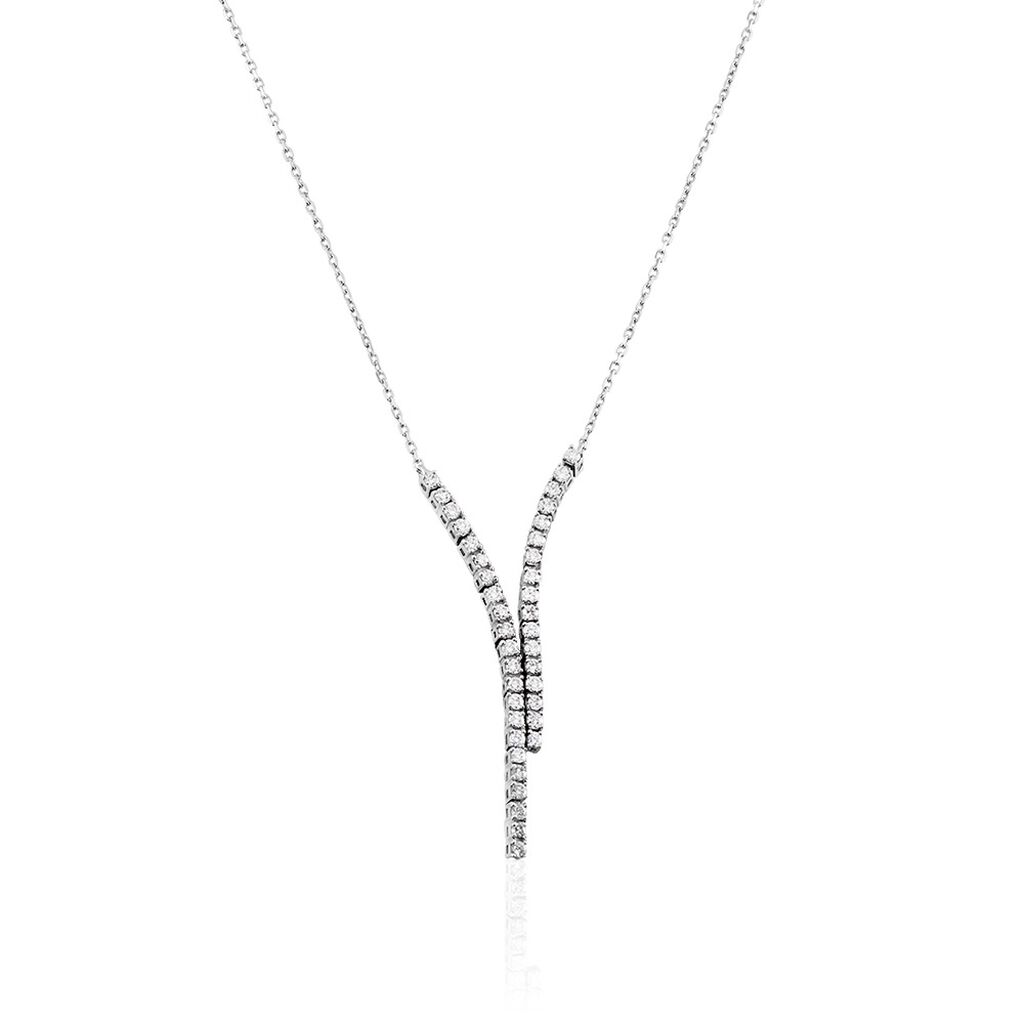Collier Moscovado Or Blanc Diamant Synthétique