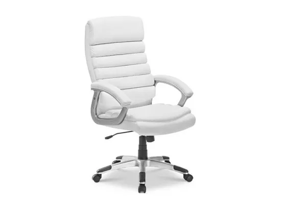 Chaise de bureau JOHN – PU blanc – Hauteur réglable 115-125 cm – Style élégant et ergonomique