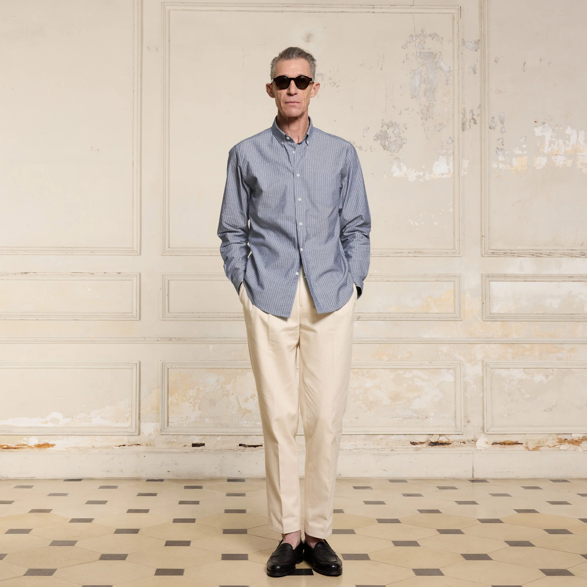 Blue striped cotton shirt