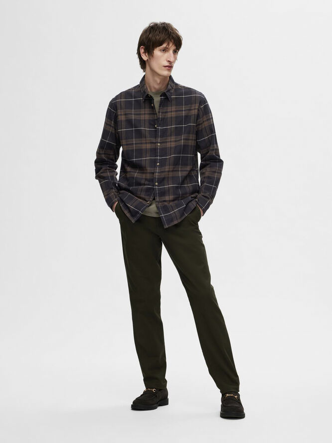 Selected Homme SLHSLIMOWEN-FLANNEL SHIRT LS NOOS Black/morel