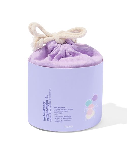 disques démaquillants réutilisables avec sachet de lavage et de rangement Ø 8 cm - lot de 8