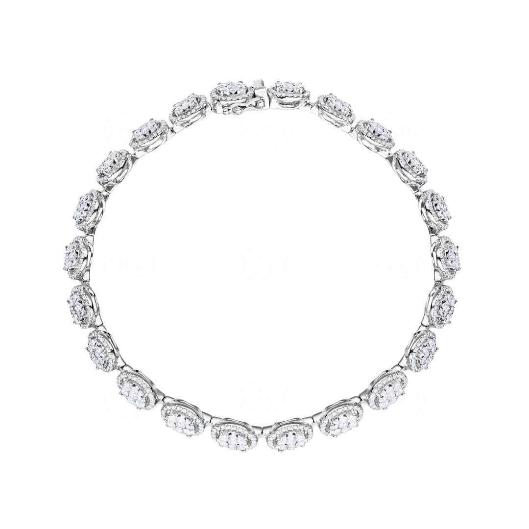 5.00 Karat Diamanten Halo Tennisarmband 750/18 K Weissgold