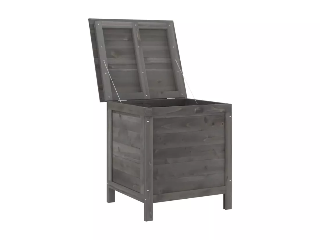 Boîte de rangement de jardin anthracite bois massif de sapin