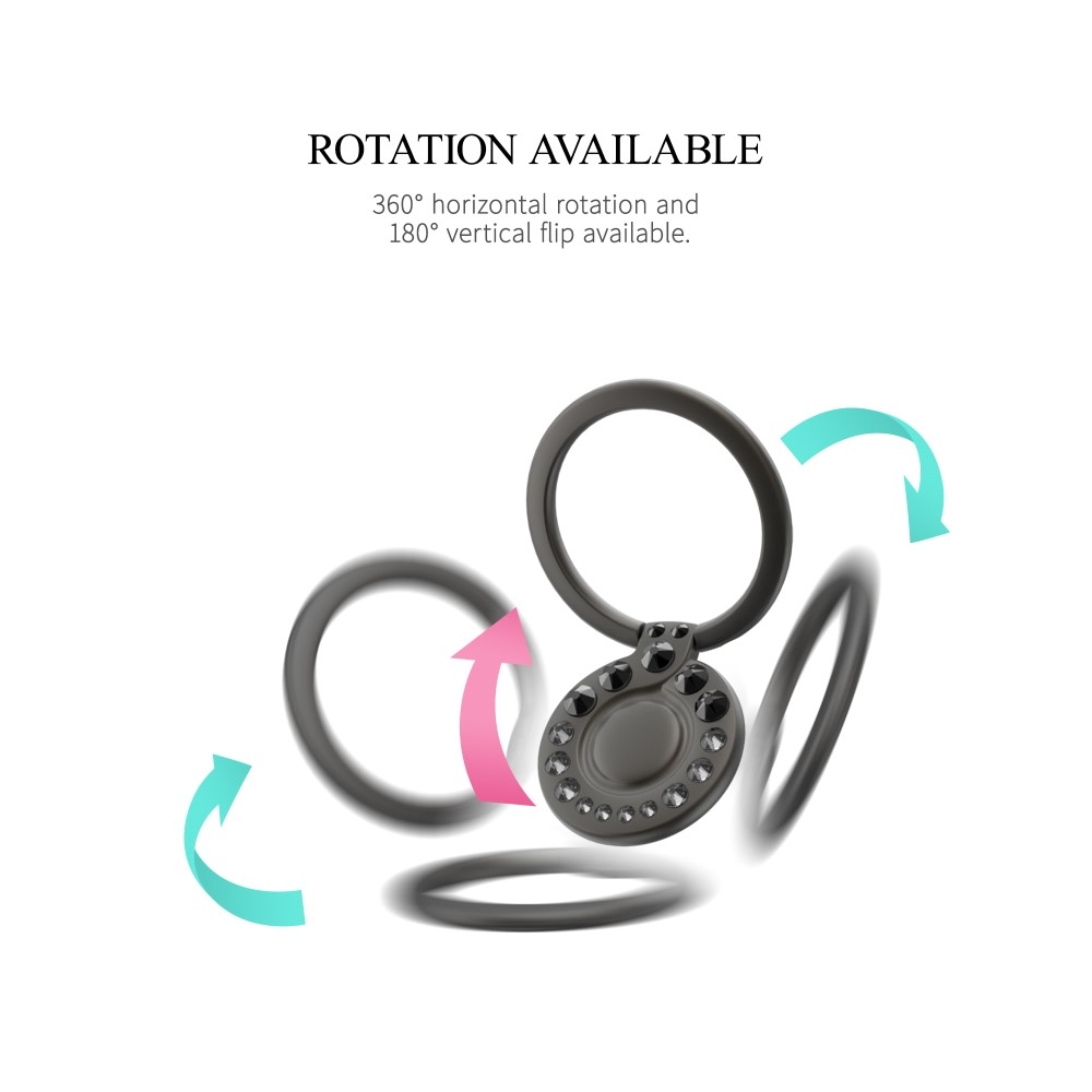 Finger Griff Ring Halterung 360° Grad für Smartphones Swarovski - Schwarz