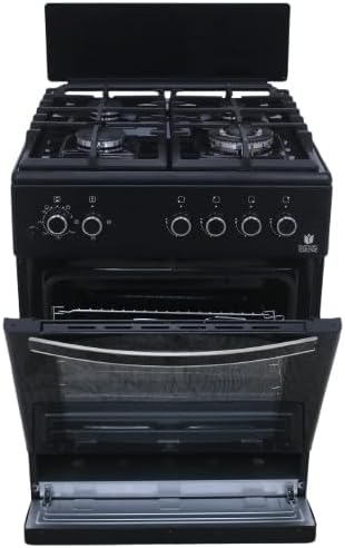 Gasline, Gas Standherd SHGG6060KGGB 60cm, Gasbackofen mit Thermostat, Grill, Umluft, WOK, Schwarz, Erdgas, LPG