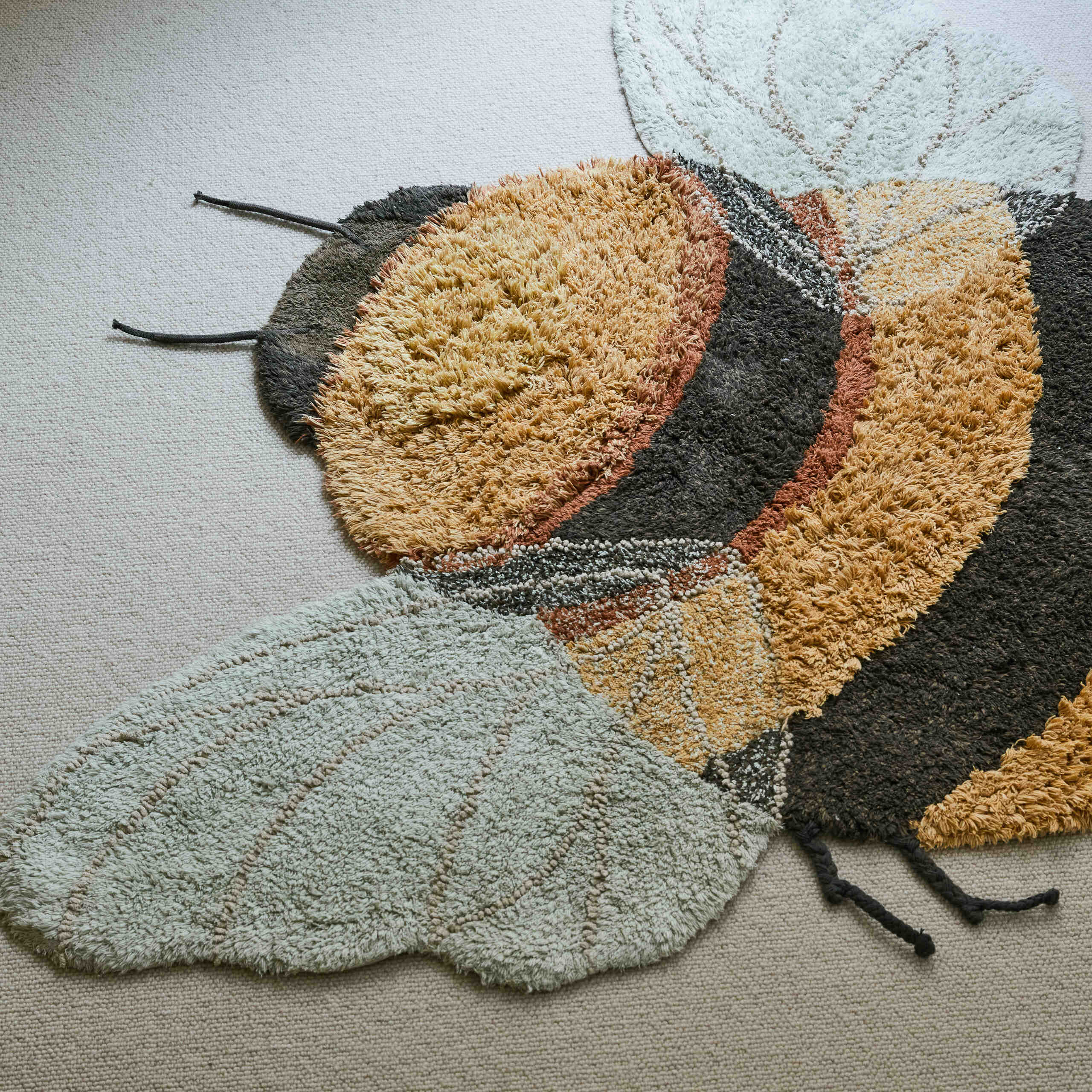 BEE - Tapis rectangulaire lavable en coton | Doré