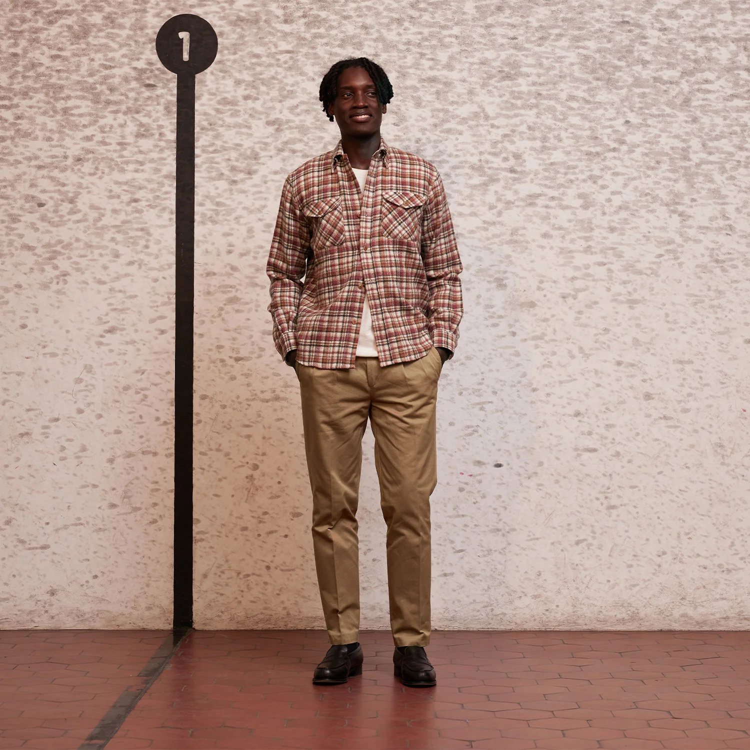 Checked virgin wool overshirt