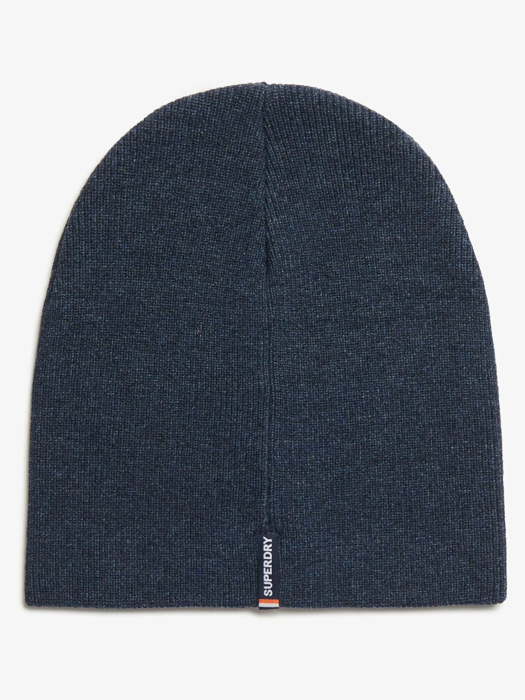 Rijk marineblauwe gemêleerd - Superdry gebreide beanie-muts met Essential-logo