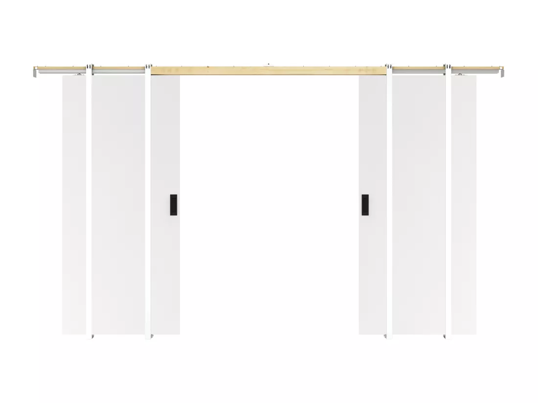 Porte coulissante double avec système à galandage - 2 x H205 x L63 cm - MDF + PVC Blanc - VARIN II