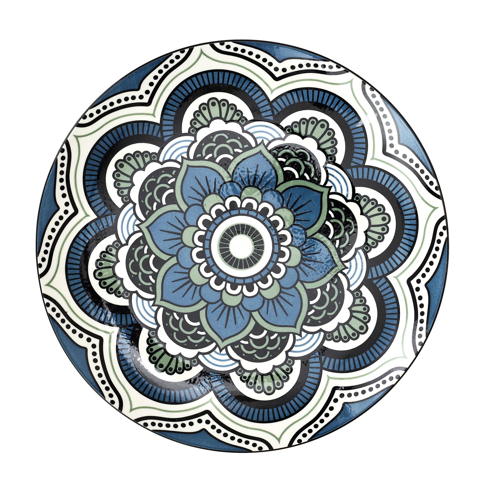 ASSIETTE MANDALA BLEU D.26CM