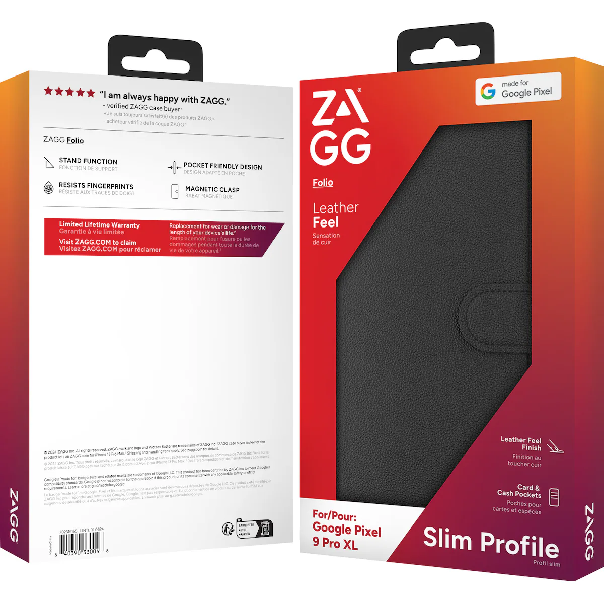 Zagg Google Pixel 9/9 Pro lommebokdeksel (sort)
