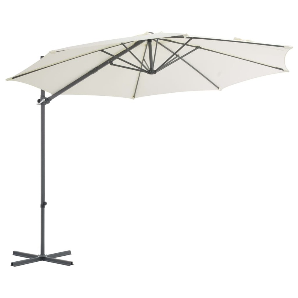 Parasol meuble de jardin en porte-à-faux avec mât en acier 300 cm sable