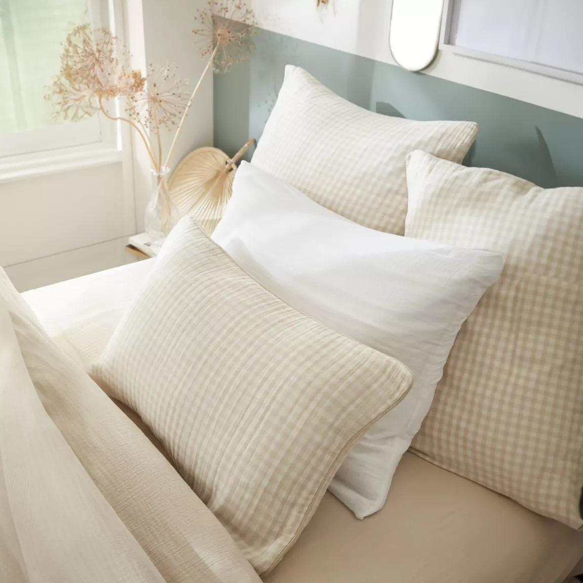 Housse de couette gaze de coton (200 x 200 cm) Vickie Beige