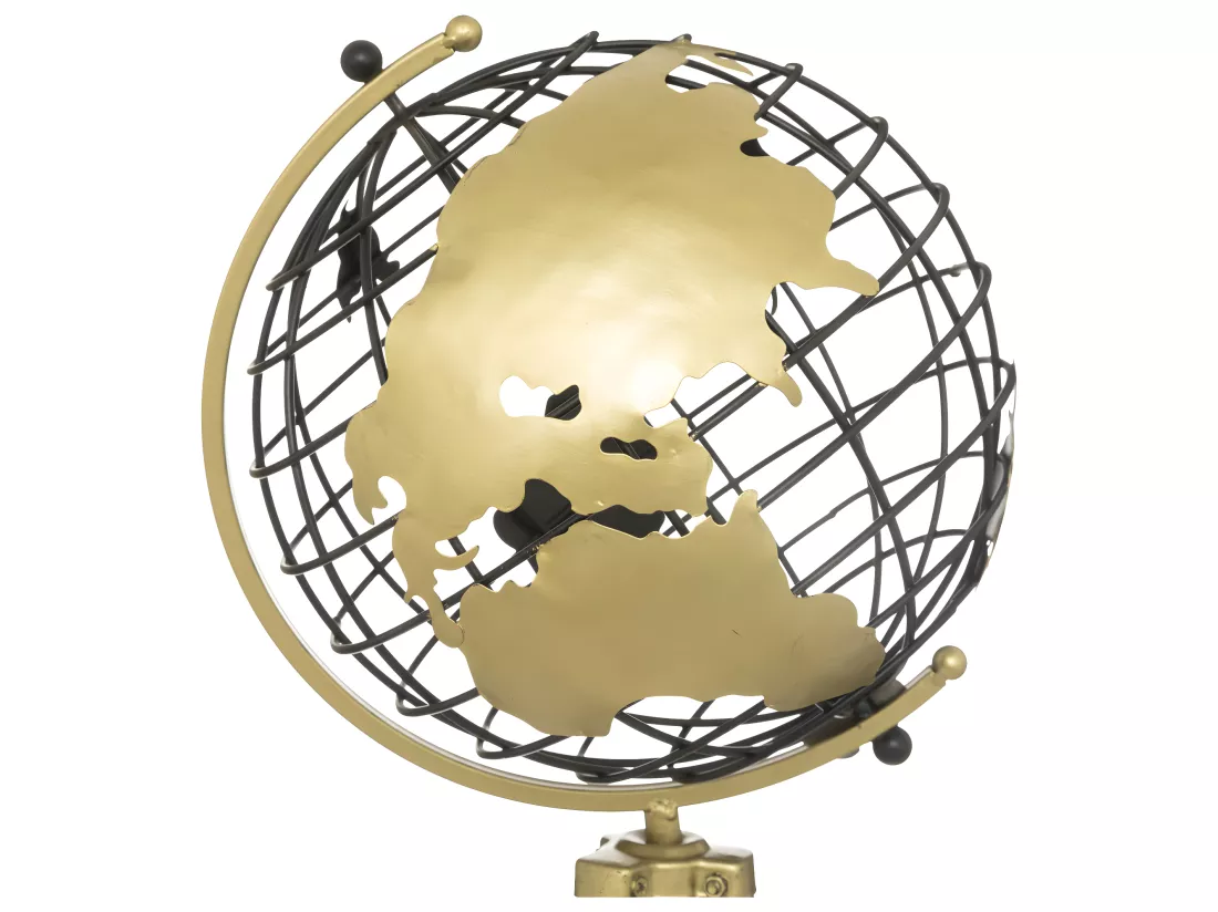 Objet déco Globe sur pied en Métal Doré H 70 cm