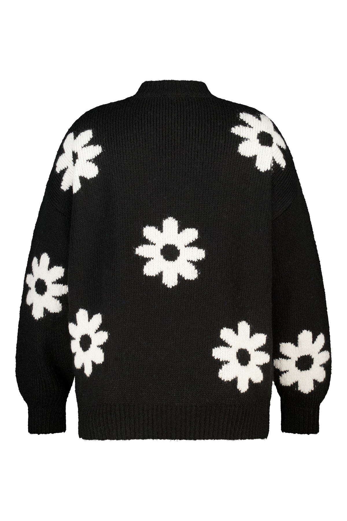 Trui met bloemen print Multi zwart-wit