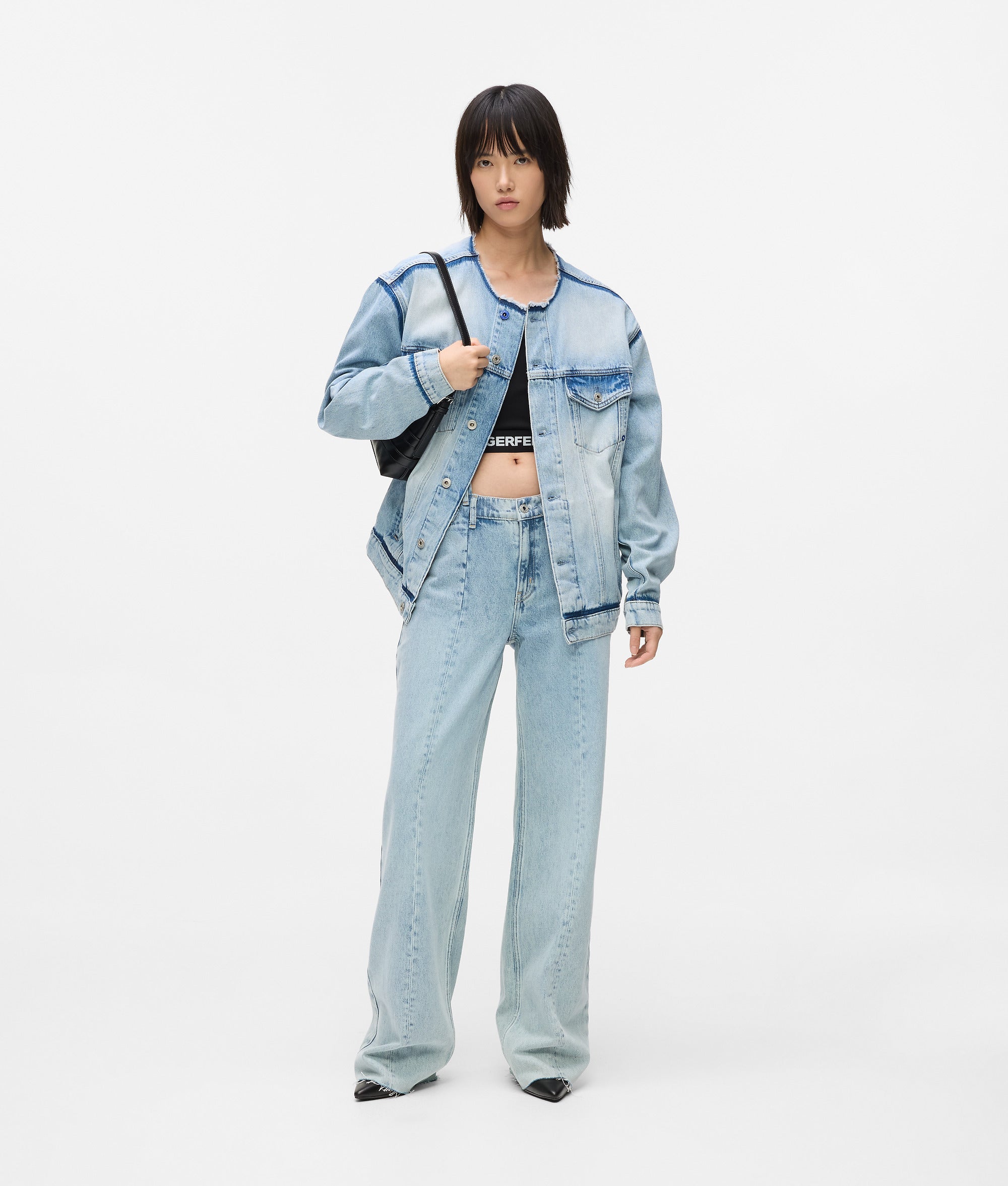 Relaxed jeans met halfhoge taille en naad
