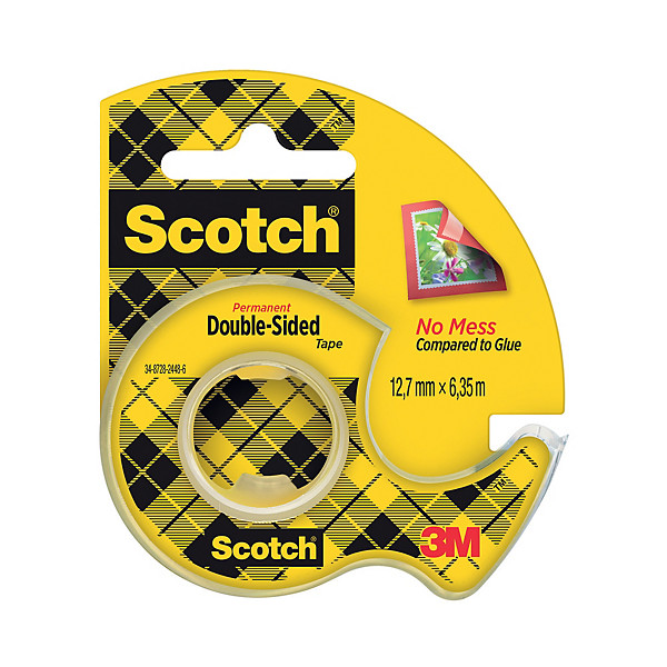Adhésif double face sans film protecteur Scotch® 12 mm x 6,3 m  sur dévidoir