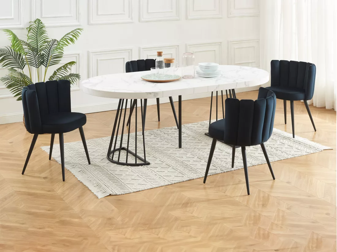 Lot de 2 chaises en velours et métal - Noir - PRANILA de Pascal MORABITO