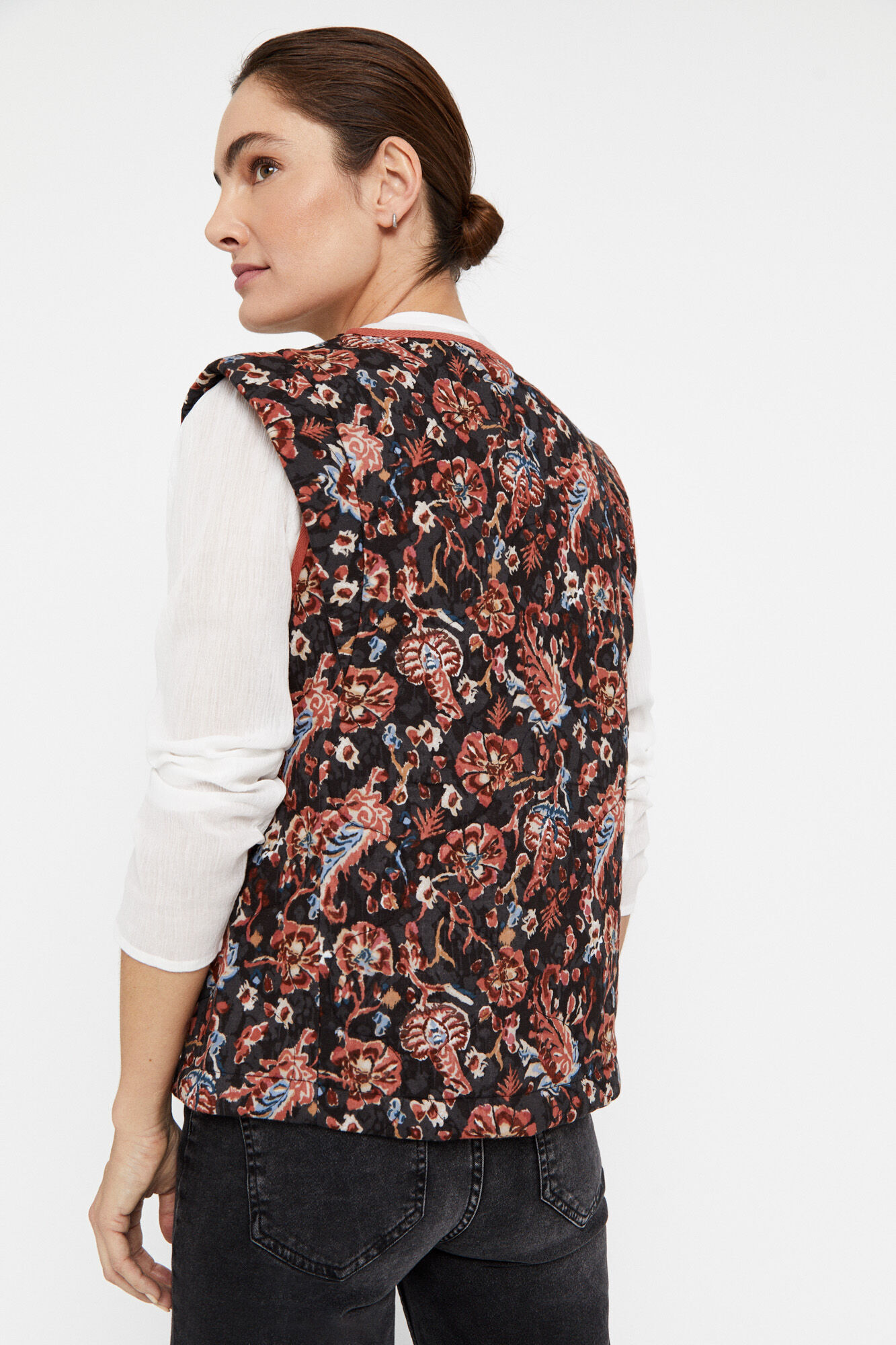 Colete acolchoado estampado - Multicolorido