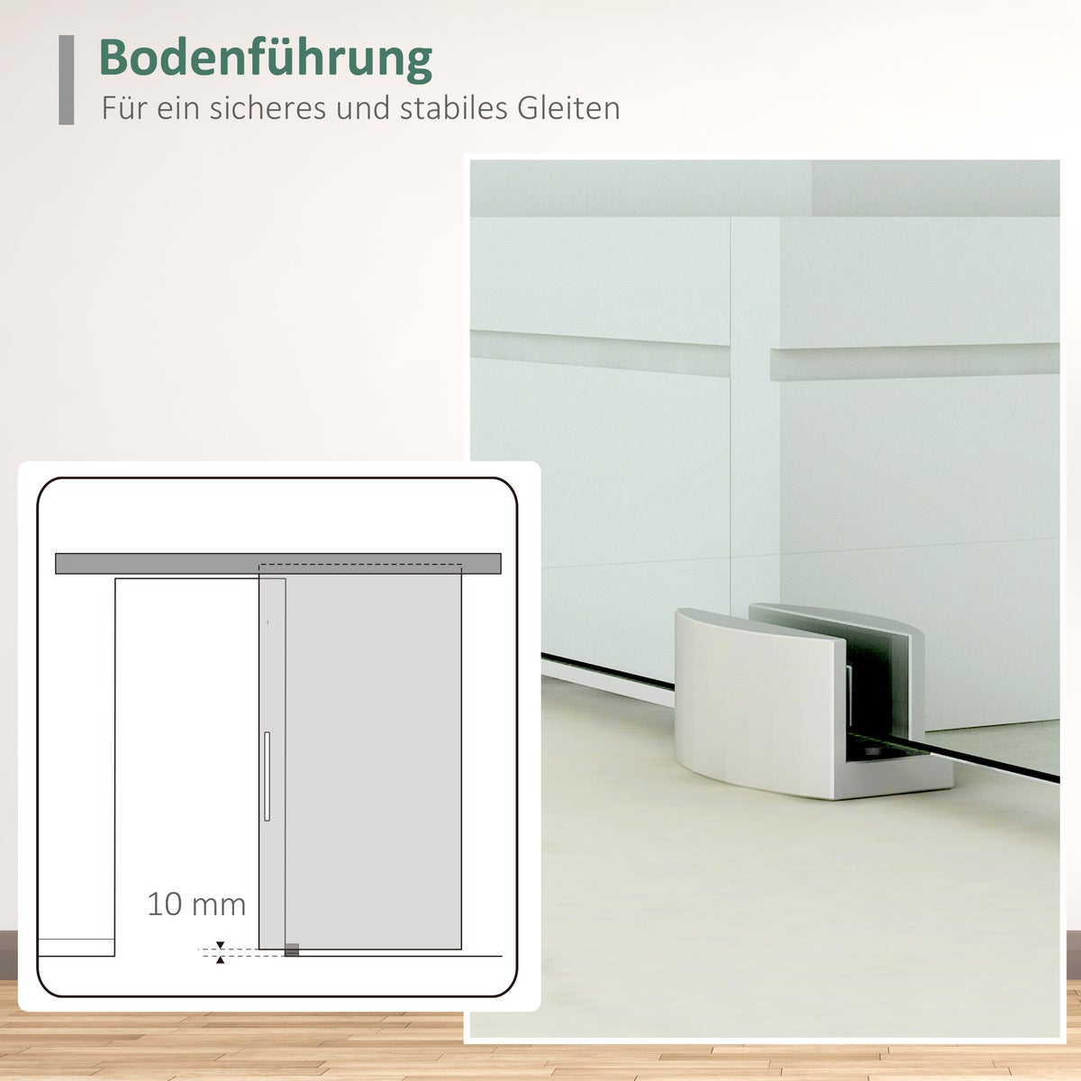 HOMCOM Glazen schuifdeur, binnendeur met handgreep, satijnen afwerking aan één zijde, 77,5 x 205 cm