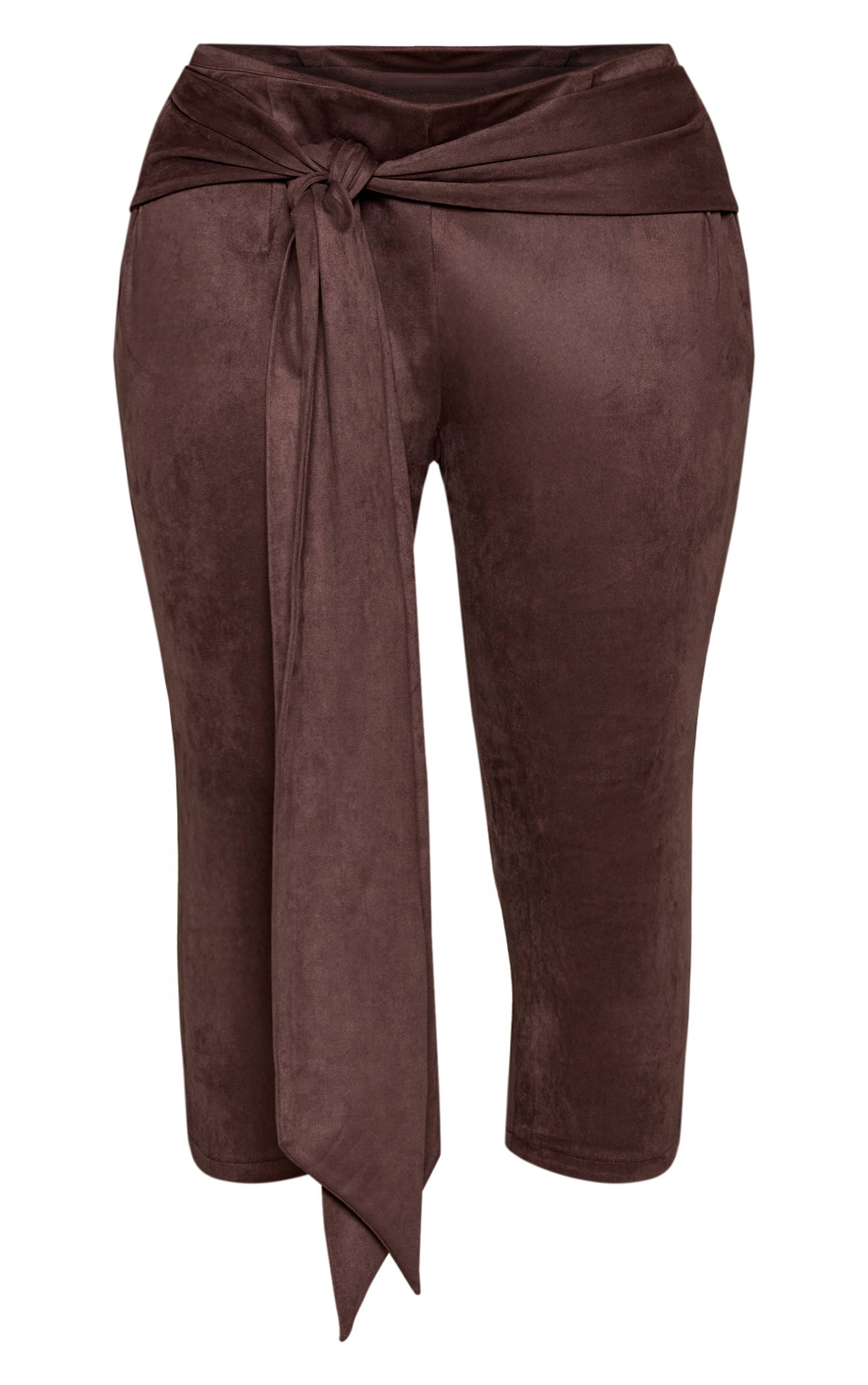 Chocolat Ensemble Coordonné Pantalon Capri Croisé En Synthétique Shape