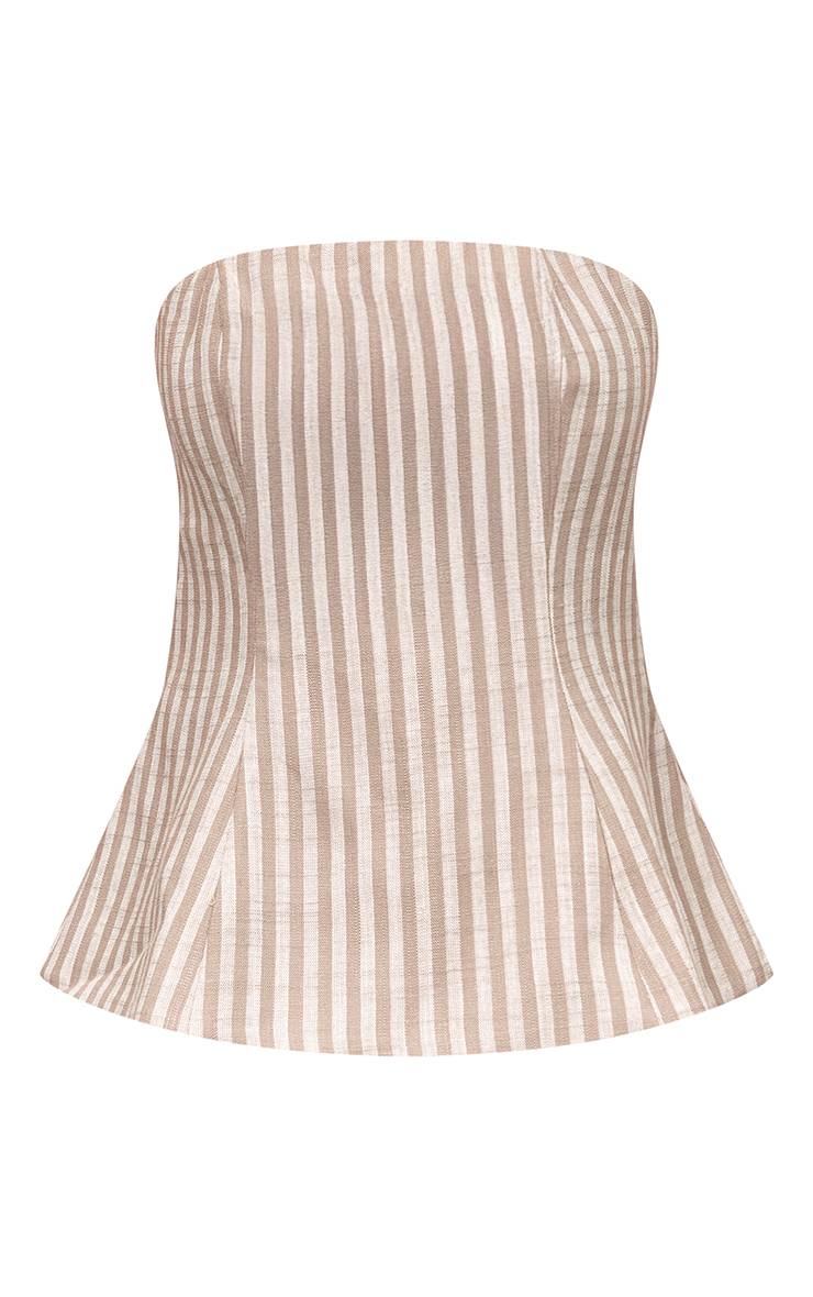 Moka Haut Bustier Péplum En Lin À Rayures