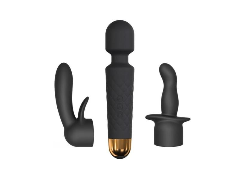 Marc Dorcel Stabvibrator Kit Wanderful 20 cm Intensiver Stabpulsator mit ausgefallenem Aufsätzen