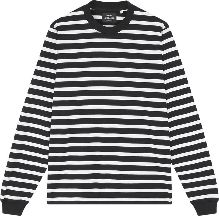Mads Nørgaard - Copenhagen Cotton Jersey Stripe Frode Tee LS Hvid sort striber