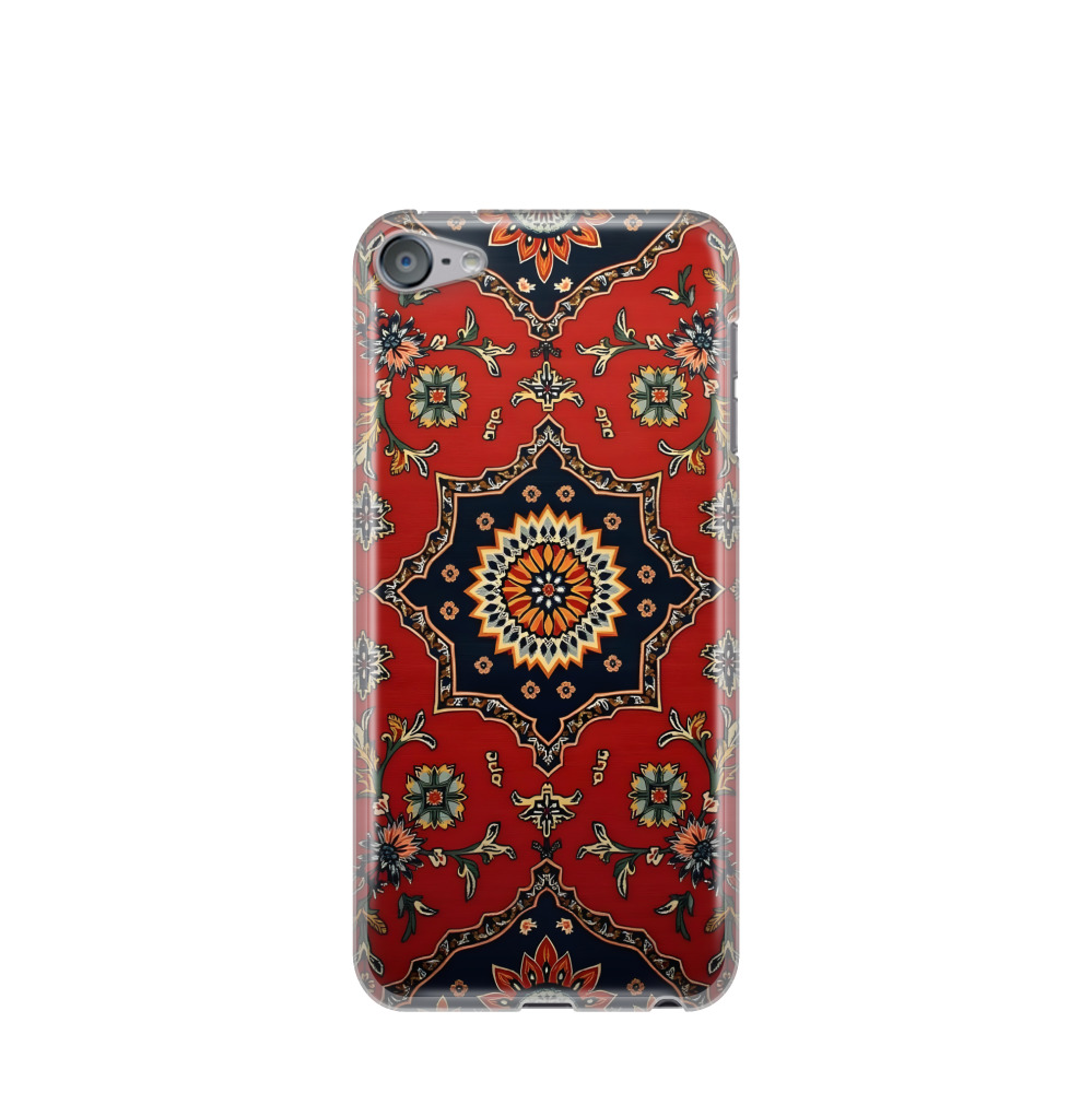 iPod Touch 7G Gummi Hülle Persisches Teppich-Ornament - Rot