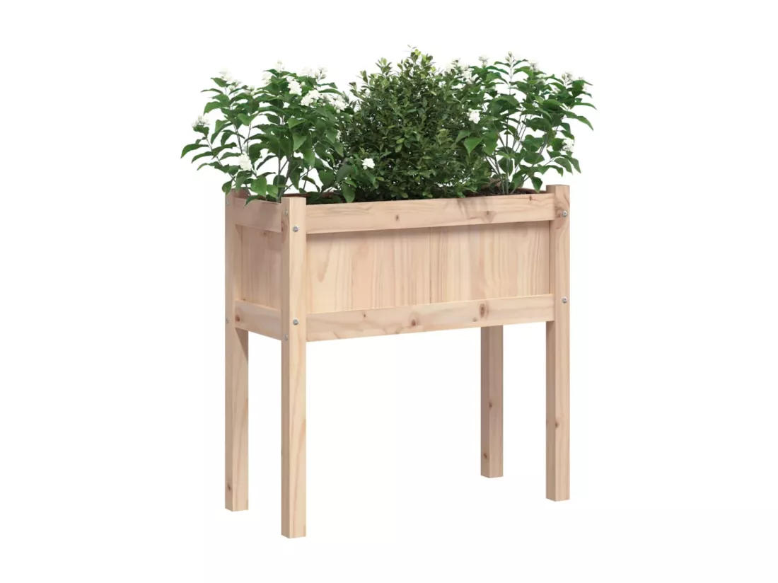 Jardinières 2 pièces avec pieds bois de pin massif