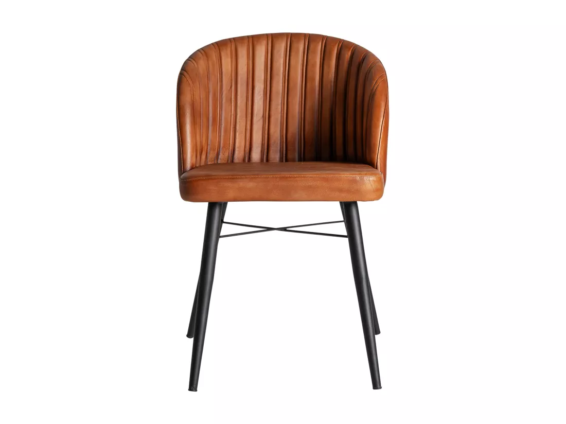 Chaise en peau marron en 50x51x76 cm